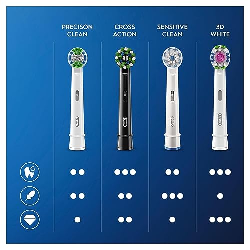 Oral-B CrossAction Replacement Toothbrush Heads for Black Edition Electric Toothbrush with CleanMaximiser Technology, Pack of 3 Replacement Heads