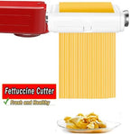 Pasta Maker Attachment for Kitchenaid Mixers, Noodle Maker 3 in 1 Set of Pasta Sheeter Fettuccine Cutter Spaghetti Cutter and Cleaning Brush, Kitchen aid Mixer Accessories White