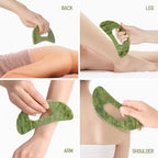 Jade Stone Gua Sha Massage Tool Set Larger Guasha Board with Handle Muscle Scraping Massage Tools Facial Anti Cellulite Spa Acupuncture Tools for Back Neck Face Leg Massage, Lymphatic Drainage