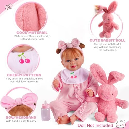 BABESIDE 8 Pcs Reborn Baby Doll Clothes with Bassinet for 17-22 Inch Baby Dolls, Baby Doll Accessories and Doll Clothes Outfit fit Newborn Baby Doll Girl, Babies Pretend Play Set (Not Doll)