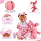 BABESIDE 8 Pcs Reborn Baby Doll Clothes with Bassinet for 17-22 Inch Baby Dolls, Baby Doll Accessories and Doll Clothes Outfit fit Newborn Baby Doll Girl, Babies Pretend Play Set (Not Doll)