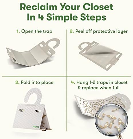 BugMD Clothes Moth Boss Traps (6 Count, White) - Sticky Glue Bug Repellent Pheromone Attractor for Closets Wardrobes Cabinet Drawers, Moth Balls for Closet, Moth Traps with No Harsh Chemicals