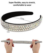 Wecoe Silver Rhinestone Headband for Women and Girls, Colorful Bling Sparkly Crystal Diamond Hair Band, Formal Hair Accessories for Holiday Birthday Gift
