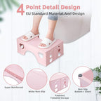 7inches Foldable Toilet Stool (Pink), Healthy Bathroom Squatting Posture Poop Stool with Anti-Slip Feet, A Good Helper to Effective Relief of Constipation, Easy to Storage Toilet Squat Stool