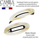 Camila Paris CP1994/2 French Hair Barrette Clip for Women, Handmade, Side Slide-in Metal-Free Closure Strong Hold Grip Hair Clips for Girls, No Slip Durable Styling Hair Accessories, Made in France