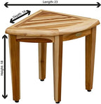 EcoDecors SnazzyCorner Waterproof Teak Wood Shower Bench Stool Seat Chair For Inside Shower Provides Safety, Storage, and Organization For Bathroom Accessories