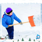 Gisafai 4 Pcs Winter Kids Snow Shovel Plastic Shovel Portable Shovel with D Grip Wooden Handle for Truck Camping Driveway Garage Snow Removal Accessory, 35 x 12 Inch