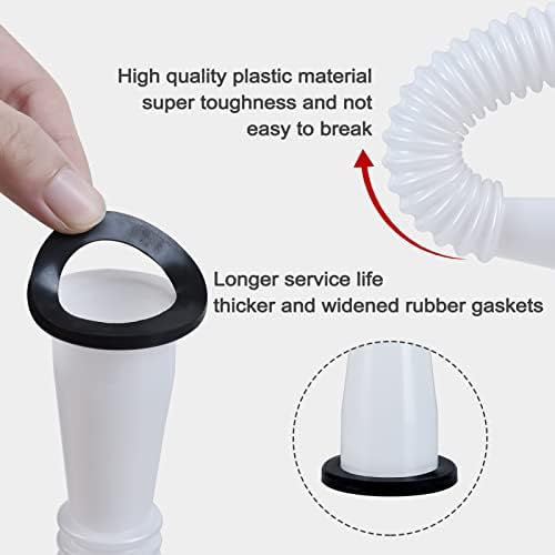 Gas Can Spout Replacement, Gas Can Nozzle. Spout Length is 8.1 in, Easier to use. For most 1/2/5/10 gal oil cans. With Gas Tank Vent Caps, Thick rubber pad, Spout Cover, Base Caps (2 Kit-White)