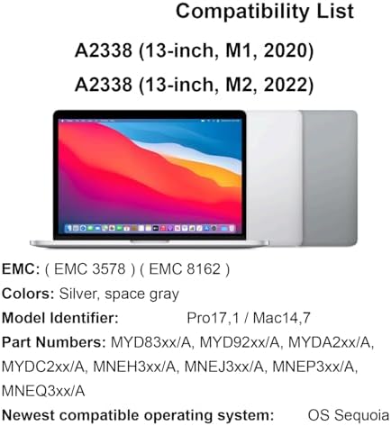 Replacement Screen for Pro M1 M2 Retina 13.3” A2338 EMC 3578 MYD83 MYD92 MYDA2 MYDC2 MYD83LL/A MYD92LL/A MYDA2LL/A MYDC2LL/A Full LED LCD Display Assembly (A2338 Space Grey)