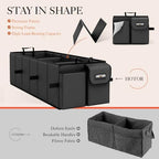 HOTOR Trunk Organizer for Car - Car Organizer, Foldable Trunk organizer for SUVs & Sedans, Sturdy Car Organization for Car Accessories, Tools, Sundries, Black, 3 Compartments, 31.9"×12.6"×10.6"