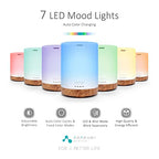 ASAKUKI 300ML Essential Oil Diffuser, Quiet 5-in-1 Premium Humidifier, Natural Home Fragrance Aroma Diffuser with 7 LED Color Changing Light and Auto-Off Safety Switch-Light Brown