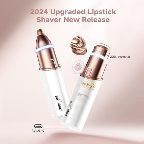 Womens Eyebrow Facial Trimmer, 2 in1 Facial Hair Removal and Eyebrow Shaver - Face Lips Chin Painless Facial Razor with Replacement Heads