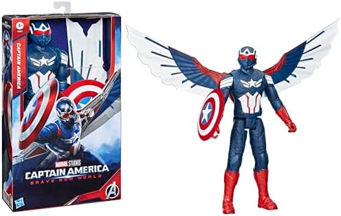 Marvel Studios Captain America Brave New World, 12-Inch Deluxe Captain America Action Figure, Shield & Accessories, Super Hero Toys for Kids 4 and Up
