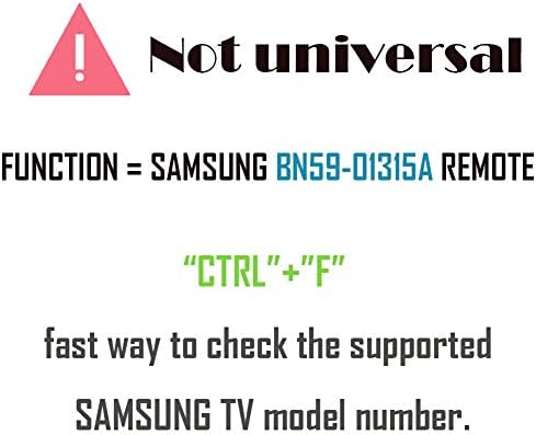 BN59-01315A Replacement for Samsung TV Remote Control BN59-01315J BN59-01315E (Non Universal) for Smart TV UN43RU710D UN43RU7200 UN50RU7100 UN50RU710D UN50RU7200 and More with GP Alkaline 2 Batteries