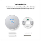 Google Nest Thermostat - Smart Thermostat for Home - Programmable Wifi Thermostat - Snow,1.07"D x 3.31"W x 3.31"H