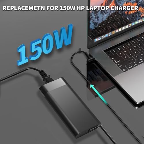 Replacement 150W HP Laptop Charger for HP ZBook 15 16 17 15u 15v G3 G4 G5 G6 G7 G8 G9 ZBook Studio G3 G4 G5 G6 G7 G8 OMEN by 15 17 Pavilion Gaming 15 17 AC Adapter Charger