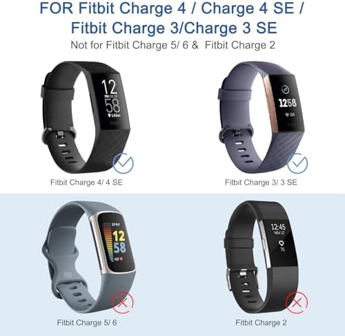 Vancle Bands for Fitbit Charge 4 Bands/Fitbit Charge 3 Bands Women Men[4 PACK], Classic Soft Replacement Sport Straps Wristbands for Fitbit Charge 4 / Charge 3 Fitness & Health Tracker