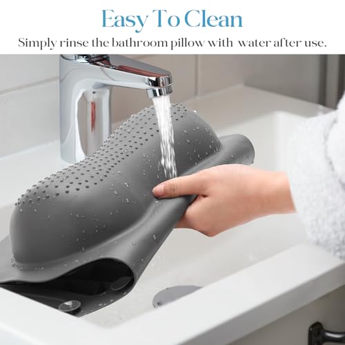 Bath Pillow Luxury Bathtub Pillow, Bath Pillows for Tub Head Neck and Back Support, Non-Slip Soft Silicon Bath Tub Pillow with Strong Suction Cup, Bath Accessories Spa Gifts, Gray