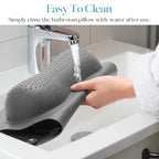 Bath Pillow Luxury Bathtub Pillow, Bath Pillows for Tub Head Neck and Back Support, Non-Slip Soft Silicon Bath Tub Pillow with Strong Suction Cup, Bath Accessories Spa Gifts, Gray