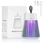 LEOFI Electric Bug Zapper for Indoors Outdoor Fly Zapper Mosquito Trap LED Fly Trap and Purple Light Portable Camp Mosquito Killer Up to 6 Hours of Battery Have Security Grid(Gray)