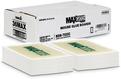 Catchmaster Max-Catch Mouse & Insect Glue Trap 36pk, Mouse Traps Indoor for Home, Sticky Pest Control Adhesive Tray for Catching Bugs, Rats & Rodents, Non Toxic Bulk Pre-Baited Glue Boards