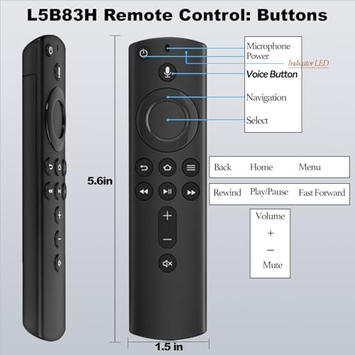 New Voice Replacement TV Remote for FireStick 2rd Gen L5B83H,Fit for Amazon Smart TVs Stick (2nd Gen,3rd Gen,Lite,4K),for All Insignia Smart TVs,for Amazon TVs Cube (1st Gen,2nd Gen)