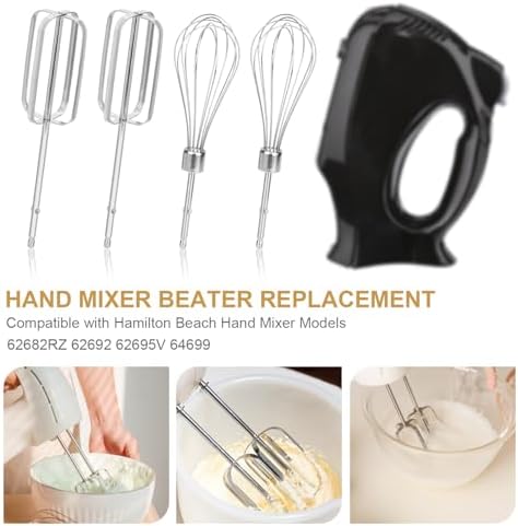 4pcs Hand Mixer Beaters Attachments Set, 2 Styles Stainless Steel Handheld Mixer Replacement Beaters Electric Mixer Parts Accessories for Hamilton Beach Hand Mixer 62682RZ 62692 62695V 64699