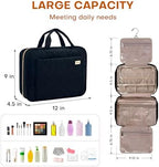 8L Travel Toiletry Bag for women - 2.1 GAL Water-resistant Makeup Cosmetic Bag Organizer With Hanging Hook for Travel Accessories Shampoo Full-size Container, Black