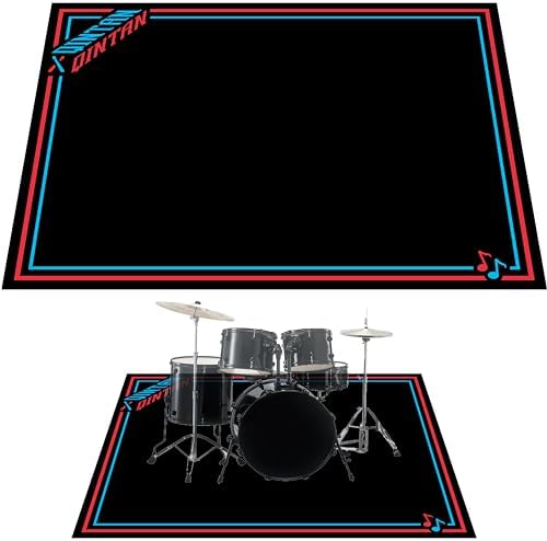 Drum Rug, Drum Mat with Non-Slip Grip Bottom(4x5.3Ft), Drum Carpet for Noise Reduction, Drum Pad for Jazz Drum & Electric Drum Set, Ideal Gift for Drummers, Drum Accessories, 47 x 63in, Red & Blue