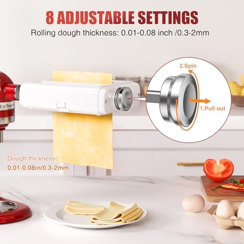 Pasta Maker Attachment 3 in 1 Set for All KitchenAid Stand Mixers Included Pasta Sheet Roller, Spaghetti Cutter, Fettuccine Cutter Maker Accessories and Cleaning Brush
