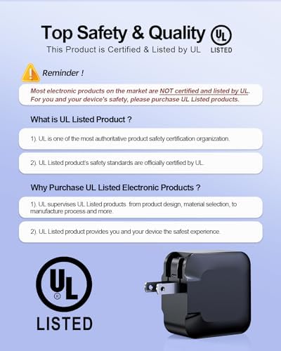Laptop Charger for Lenovo, Ultra Compact (40% Smaller), Universal Replacement, USB C & Round Connector, 65W, 45W