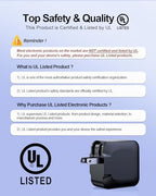 Laptop Charger for Lenovo, Ultra Compact (40% Smaller), Universal Replacement, USB C & Round Connector, 65W, 45W