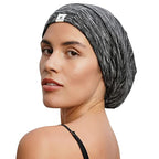 YANIBEST Silk Satin Bonnet Hair Cover Sleep Cap - Dark Blue Adjustable Stay on Silk Lined Slouchy Beanie Hat for Night Sleeping