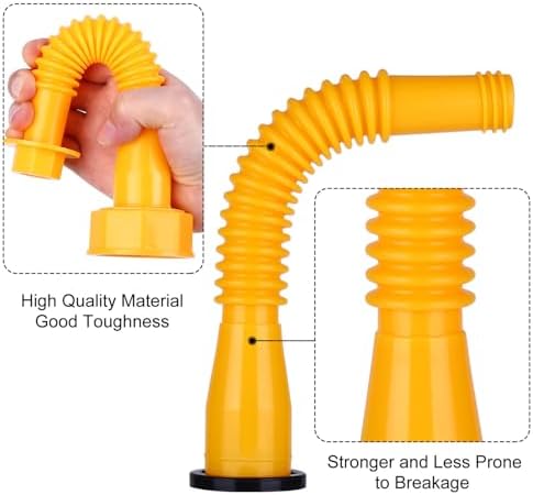 Gas Can Spout Replacement,Fuel Can Spout,Gas Tank Nozzle,Gas Can Nozzle,(3Kit-Yellow) with 3 Coarse Thread Caps & 3 Fine Thread Caps,Flexible Pour Nozzle Suitable,Built in Sealing Ring Prevent Leakage