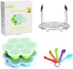 Silicone Egg Bites Molds for Instant Pot Accessories 6 Qt 8 Qt, Including Steamer Rack Trivet with Heat Resistant Handles, 5-Piece Measuring Spoons as Bonus, Sous Vide Egg Poacher