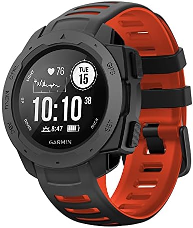 NotoCity for Garmin Instinct Band Silicone Replacement Watch Band Compatible with Garmin Instinct 2/ Solar/Tactical(black-red)