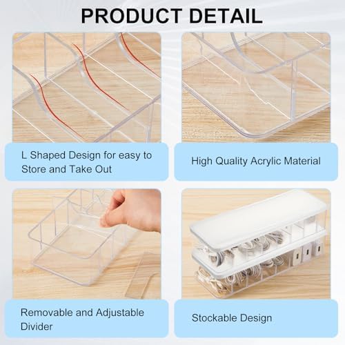 Tatuo 2 Pcs Cable Organizer with 20 Wire Ties, White Clear Plastic Cord Storage Box with Lid for Home Office Desk Organizers and Accessories