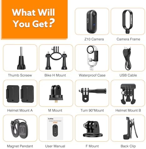 Z10 2K Action Camera, 128GB Wearable Sports Camera with Waterproof Case, Magnetic Clip, and Quick-Mount Accessories, Small Body Camera for Cycling, Diving, Travel, and Outdoor Adventures