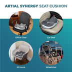 ArtialSynergy Ergonomic Seat Cushion, Lumbar Support for Office, Desk, Car Seats & Wheelchair - Enhances Posture, Tailbone Pressure Relief - Sciatica Pain Device, Back Stretcher & Dining Chair Cushion