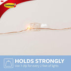 Command Indoor Mini Light Clips, Damage Free Hanging Christmas Light Clips, Mini Wall Clips for Hanging Indoor Christmas Decorations, Lights and Cables, 45 Clear Clips and 54 Command Strips