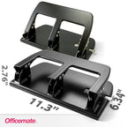 Officemate 3-Hole Punch, Medium Duty, 30-Sheet Capacity, Ergonomic Handles, Adjustable Paper Guide, Durable Metal Base, Black