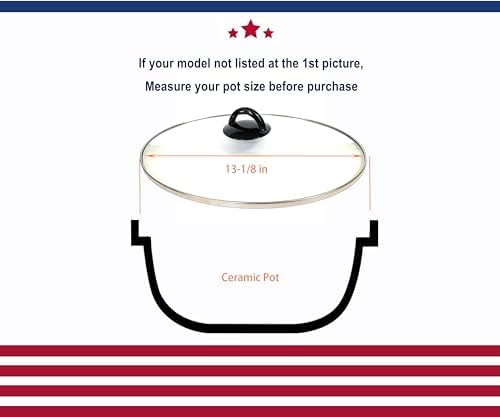 Oval glass lid for 7qt slow cooker compatible with Crock pot, Hamilton Beach, Black &Decker and most brand in market 7quart slow cooker, NOT Fit with Crock Pot CPSCVC70LLEC that marked on the picture