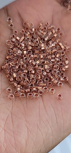 Transparent Gold Lined Loc sprinkle Hair Beads, Crystal Clear DreaLock Hair Accessories (Rose Gold Sprinkles)