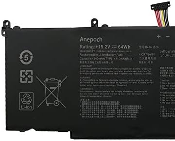 B41N1526 Laptop Battery Replacement for Asus FX502VM FX60VM FX502VM-AS73 FX502VM-FY361T ROG Strix GL502VT GL502VT-DS74 GL502VM-FY039T S5 S5V S5VM Series 0B200-01940000 15.2V 64Wh 4240mAh