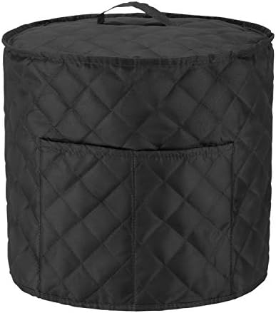 LUXJA Dust Cover Compatible with 6 Quart Instant Pot, Cloth Cover with Pockets Fits Instant Pot (6 Quart) and Extra Accessories, Black Quilted Fabric (Medium)