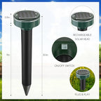 8 Pieces Solar Mole Repellent Ultrasonic Insect Repellent Solar Powered Outdoor Powered Sound Wave Deterrent ，Waterproof Sonic Repellent Spikes Drive Away Burrowing Animals from Lawns and Yard