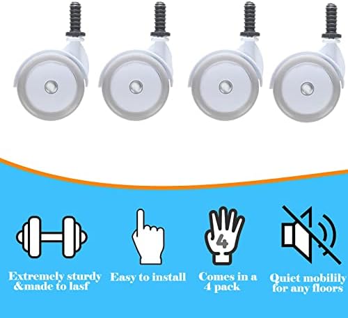 Baby Walker Replacement Wheels, Set of 4 - Universal Plastic Rubber Casters for Walker Accessories (Rubber Grey)