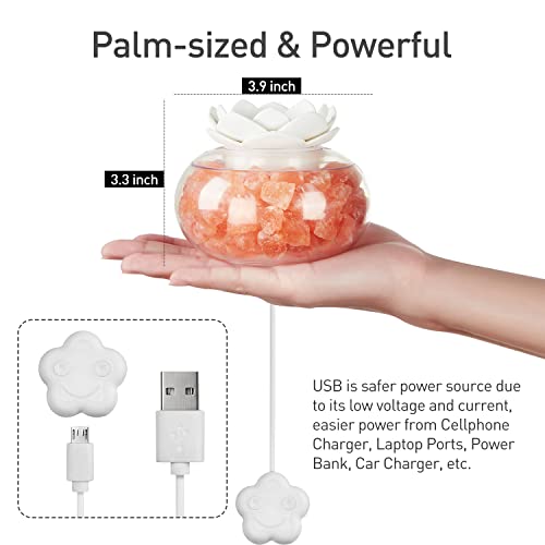 Essential Oil Diffusers Aromatherapy Diffuser: Vyaime Salt Lamp Diffuser for Home Bedroom Office, Pink Crystal Himalayan Cute Lotus Auto Shut-Off 7 Colors LED Night Light, White