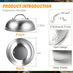 Grill Dome Cover - Griddle Accessories Heavy Duty 9" Wide Smashed Burger Melting Cheese Blackstone Dome,Fits for Cuisinart Stainless Steel Basting and Steaming Lid Cooking for Use in Flat Top Grills