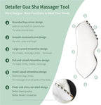 2Pcs Gua Sha Facial Tools Stainless Steel, Detailer GuaSha Set for Face Neck, Natural Skin Care Metal Gua Sha Lymphatic Drainage Face Massage Tool, Gift for Women